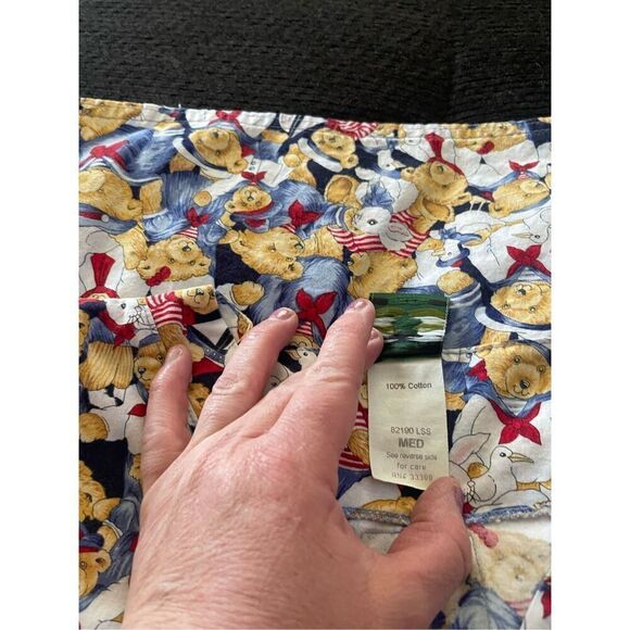 Cottonality Womens Multicolor Teddy Bears Print V-Neck Short Sleeve Scrub Medium - Picture 11 of 12